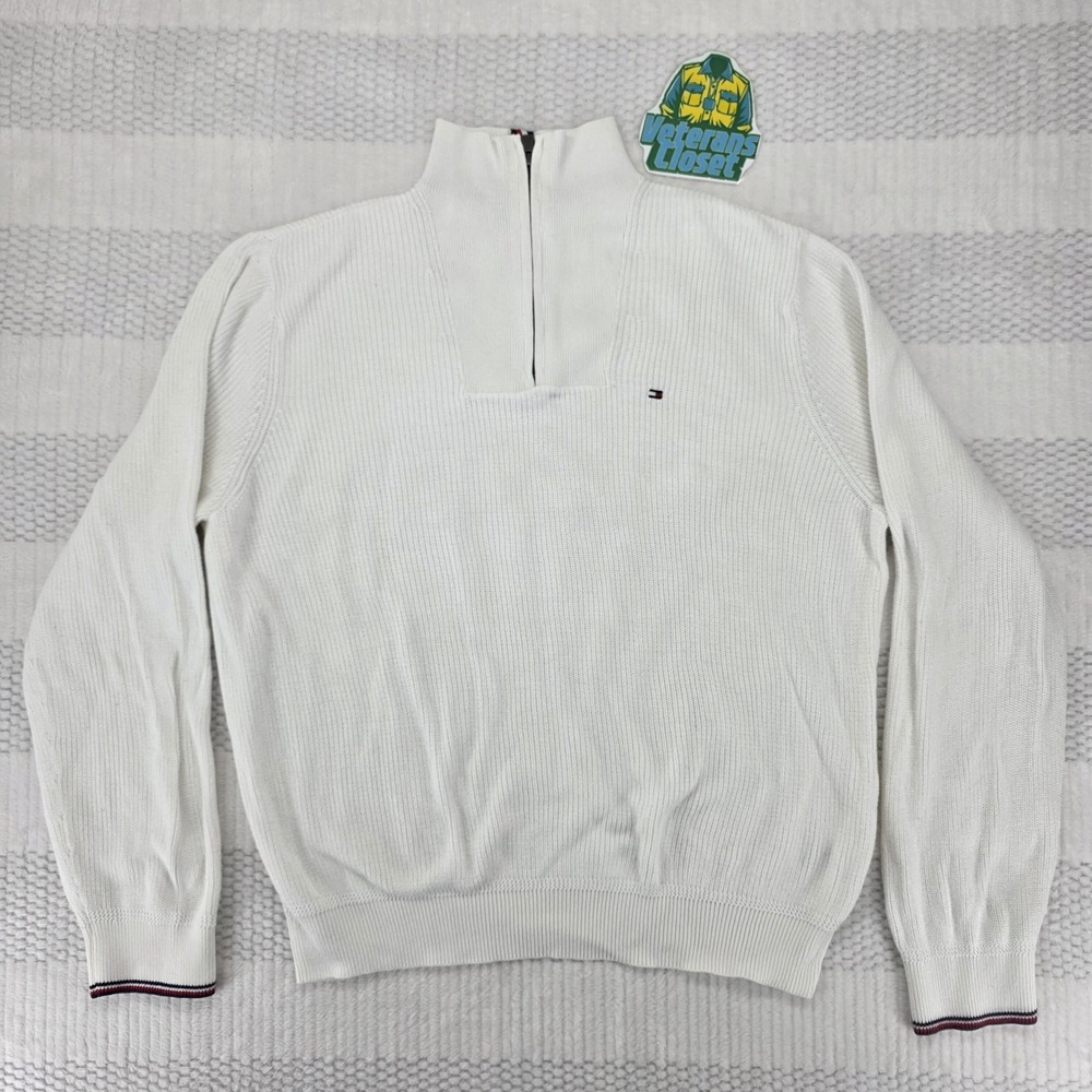 Tommy Hilfiger Quarter Zip Sweatshirt Mens XL Vintage 90s Fleece Pullover